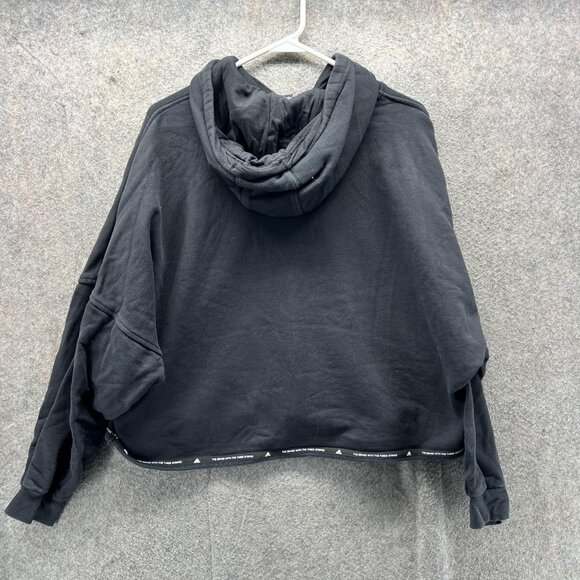 Adidas Hoodie Womens Medium Black Cropped Pullover Logo Sweatshirt H64967 - Picture 2 of 12